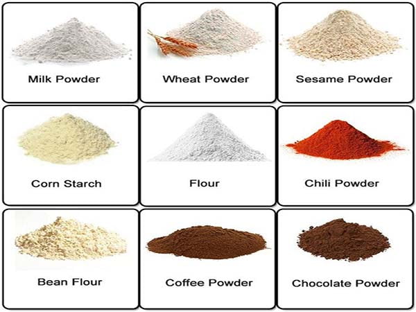 Leche en polvo, trigo en polvo, polvo marino, almidón de maíz, etc.