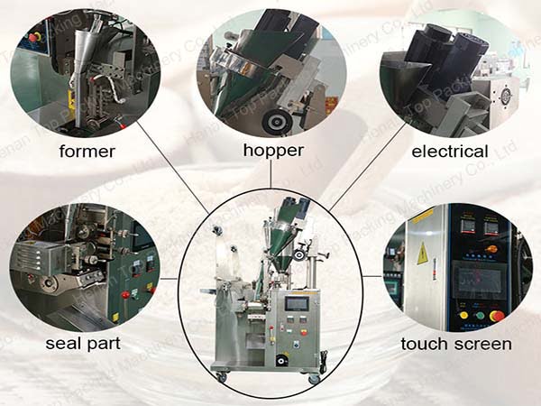 several parts: former, hopper, electrical, sealing, touch screen