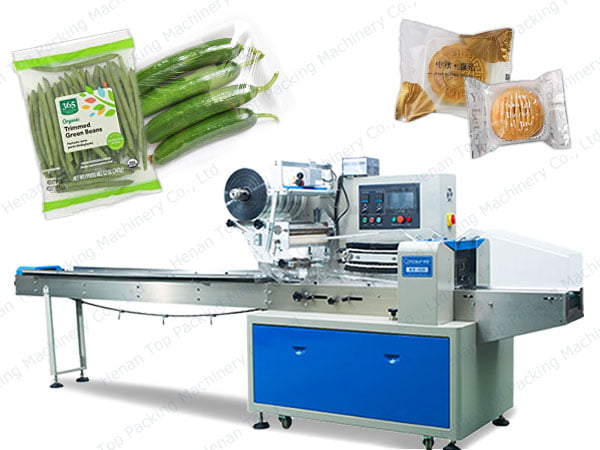 Horizontal packaging machine for food  packaging, like vegetables, mooncake, etc.