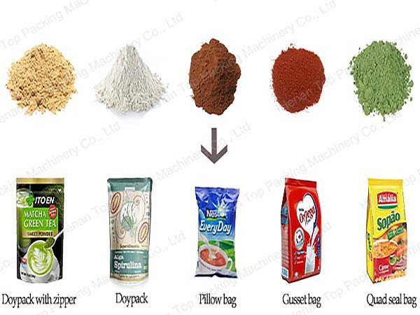 Powder packing for pouch packing machine