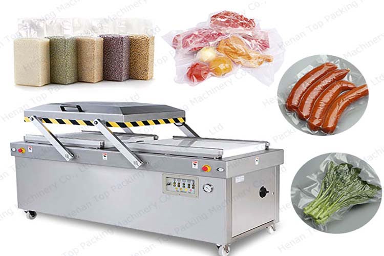 Vacuum sealer with double chambers is  for food packing.